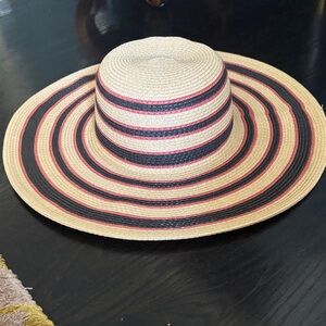 Calvin Klein Striped Tan and Black Women's Sun Hat